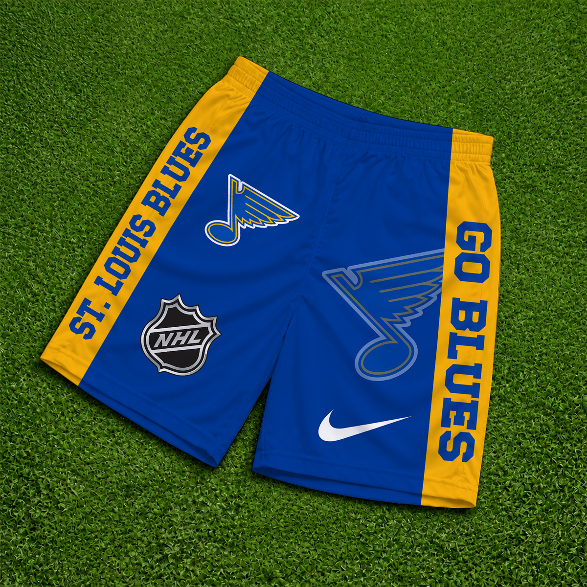 [SUPER SALE] NEW CUSTOMIZED NHL14 SLB ST. LOUIS BLUES SHORT PANTS