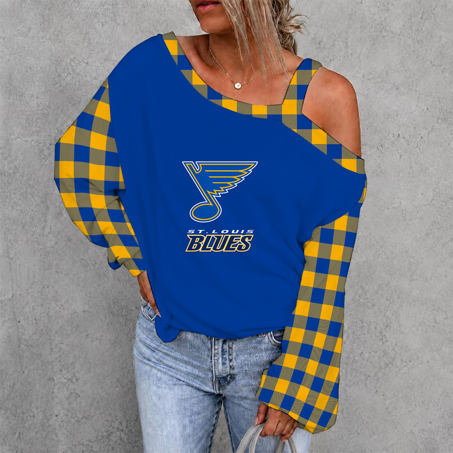 [SUPER SALE] NEW CUSTOMIZED NHL14 SLB ST. LOUIS BLUES DROP SHOULDER SWEATSHIRT