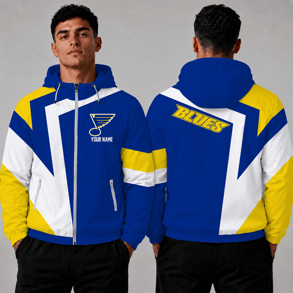 [SUPER SALE] NEW CUSTOMIZED NHL14 SLB ST. LOUIS BLUES WINDBREAKER JACKET