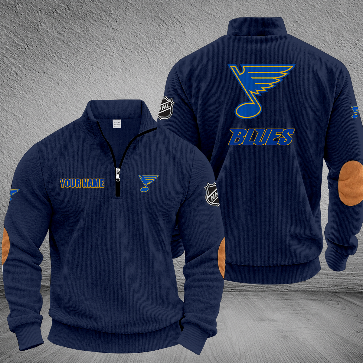 [SUPER SALE] NEW CUSTOMIZED NHL14 SLB ST. LOUIS BLUES MULTICOLOR STRIPED QUATER ZIP SWEATSHIRT