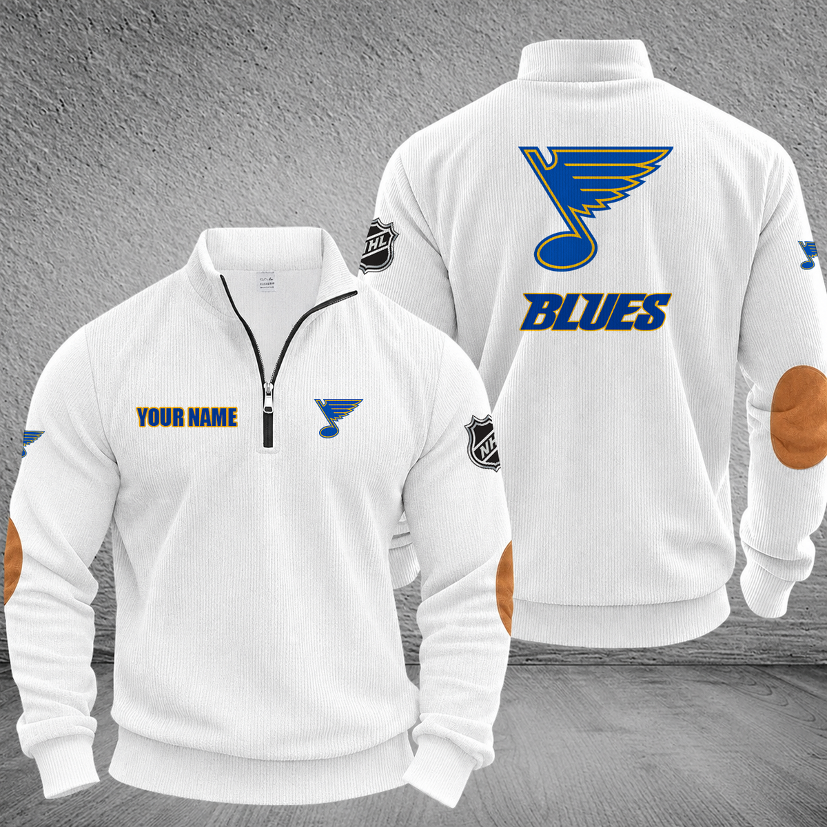 [SUPER SALE] NEW CUSTOMIZED NHL14 SLB ST. LOUIS BLUES MULTICOLOR STRIPED QUATER ZIP SWEATSHIRT