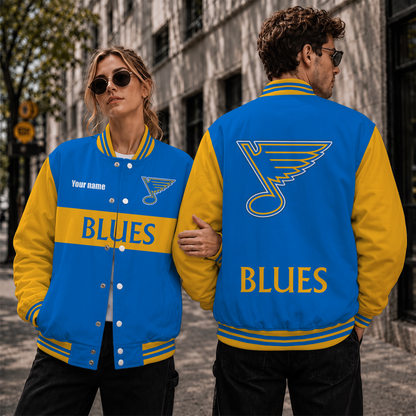 [SUPER SALE] NEW CUSTOMIZED NHL14 SLB ST. LOUIS BLUES SATIN VARSITY JACKET & BASEBALL JACKET