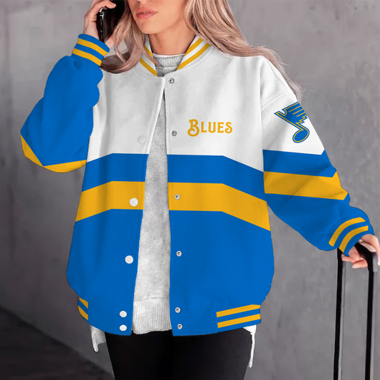 [SUPER SALE] NEW CUSTOMIZED NHL14 SLB ST. LOUIS BLUES SATIN VARSITY JACKET & BASEBALL JACKET