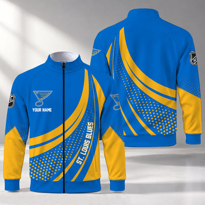 [SUPER SALE] NEW CUSTOMIZED NHL14 SLB ST. LOUIS BLUES STAND COLLAR JACKET