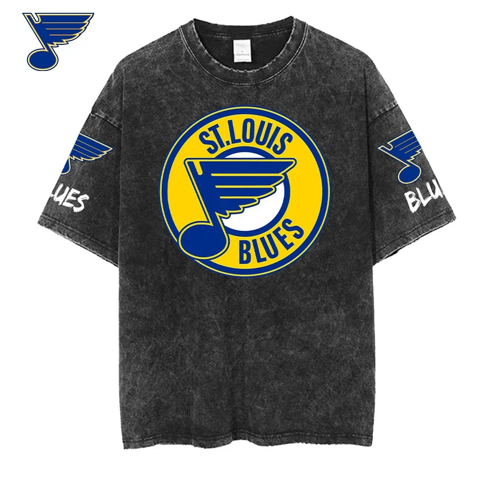 [SUPER SALE] NEW CUSTOMIZED NHL14 SLB ST. LOUIS BLUES MULTICOLOR WASHED TEE
