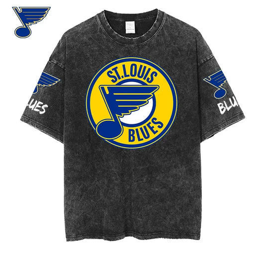 [SUPER SALE] NEW CUSTOMIZED NHL14 SLB ST. LOUIS BLUES MULTICOLOR WASHED TEE