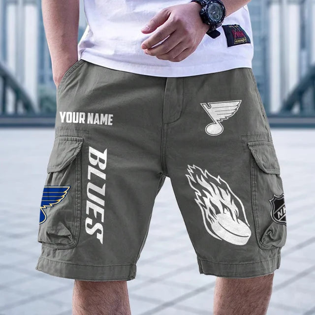 [SUPER SALE] NEW CUSTOMIZED NHL14 SLB ST. LOUIS BLUES CARGO SHORTS