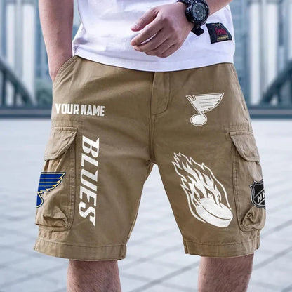 [SUPER SALE] NEW CUSTOMIZED NHL14 SLB ST. LOUIS BLUES CARGO SHORTS