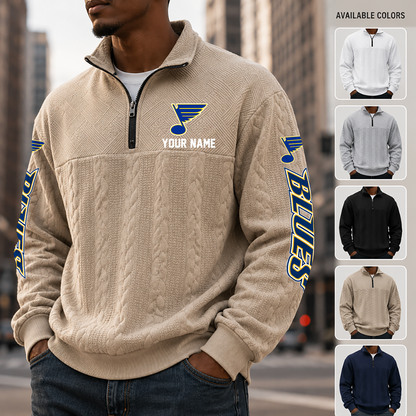 [SUPER SALE] NEW CUSTOMIZED NHL14 SLB ST. LOUIS BLUES MULTICOLOR QUARTER-ZIP SWEATSHIRT