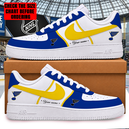 [SUPER SALE] NEW CUSTOMIZED NHL14 SLB ST. LOUIS BLUES AF1 SHOES
