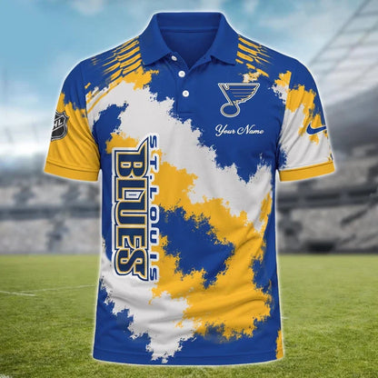 [SUPER SALE] NEW CUSTOMIZED NHL14 SLB ST. LOUIS BLUES POLO SHIRT