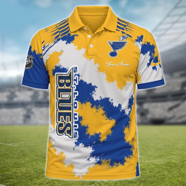 [SUPER SALE] NEW CUSTOMIZED NHL14 SLB ST. LOUIS BLUES POLO SHIRT