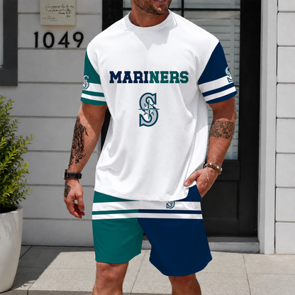 [FLASH SALE] NEW CUSTOMIZED MLB14 SMS SEATTLE MARINERS UNISEX T-SHIRT & SHORTS SET