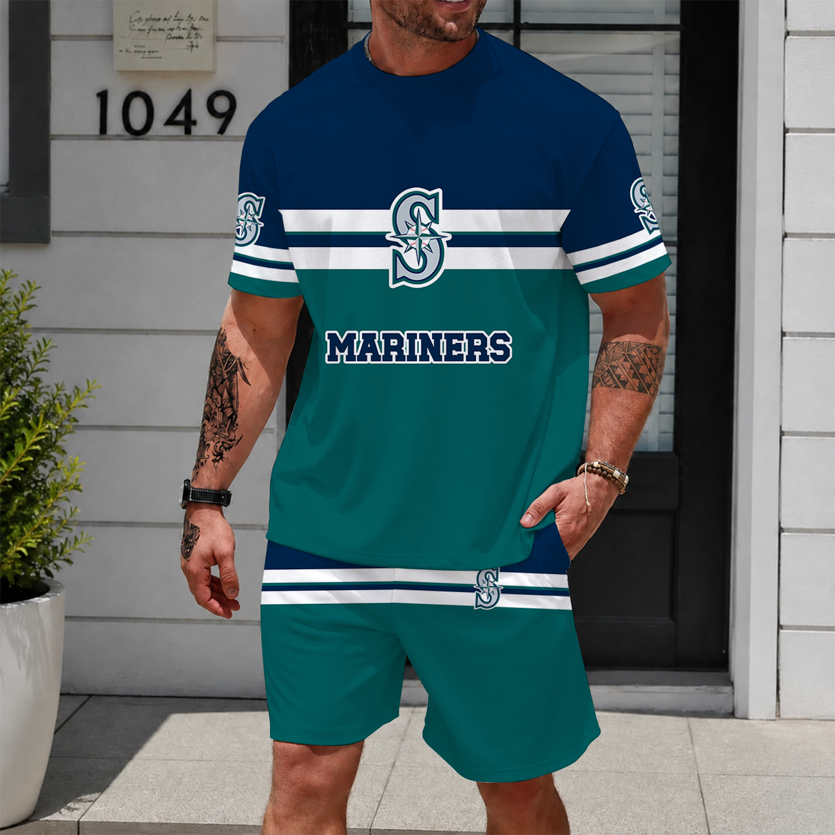 [FLASH SALE] NEW CUSTOMIZED MLB14 SMS SEATTLE MARINERS UNISEX T-SHIRT & SHORTS SET
