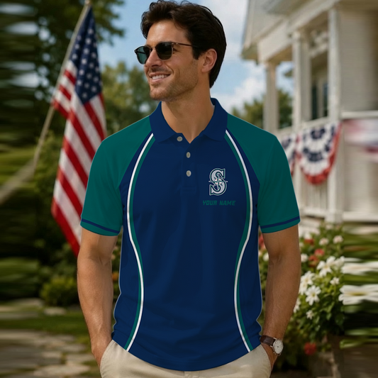 [FLASH SALE] NEW CUSTOMIZED MLB14 SMS SEATTLE MARINERS POLO SHIRT