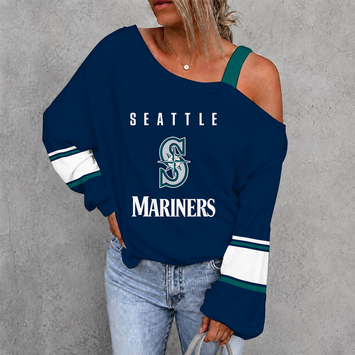 [FLASH SALE] NEW CUSTOMIZED MLB14 SMS SEATTLE MARINERS DROP SHOULDER SWEATSHIRT
