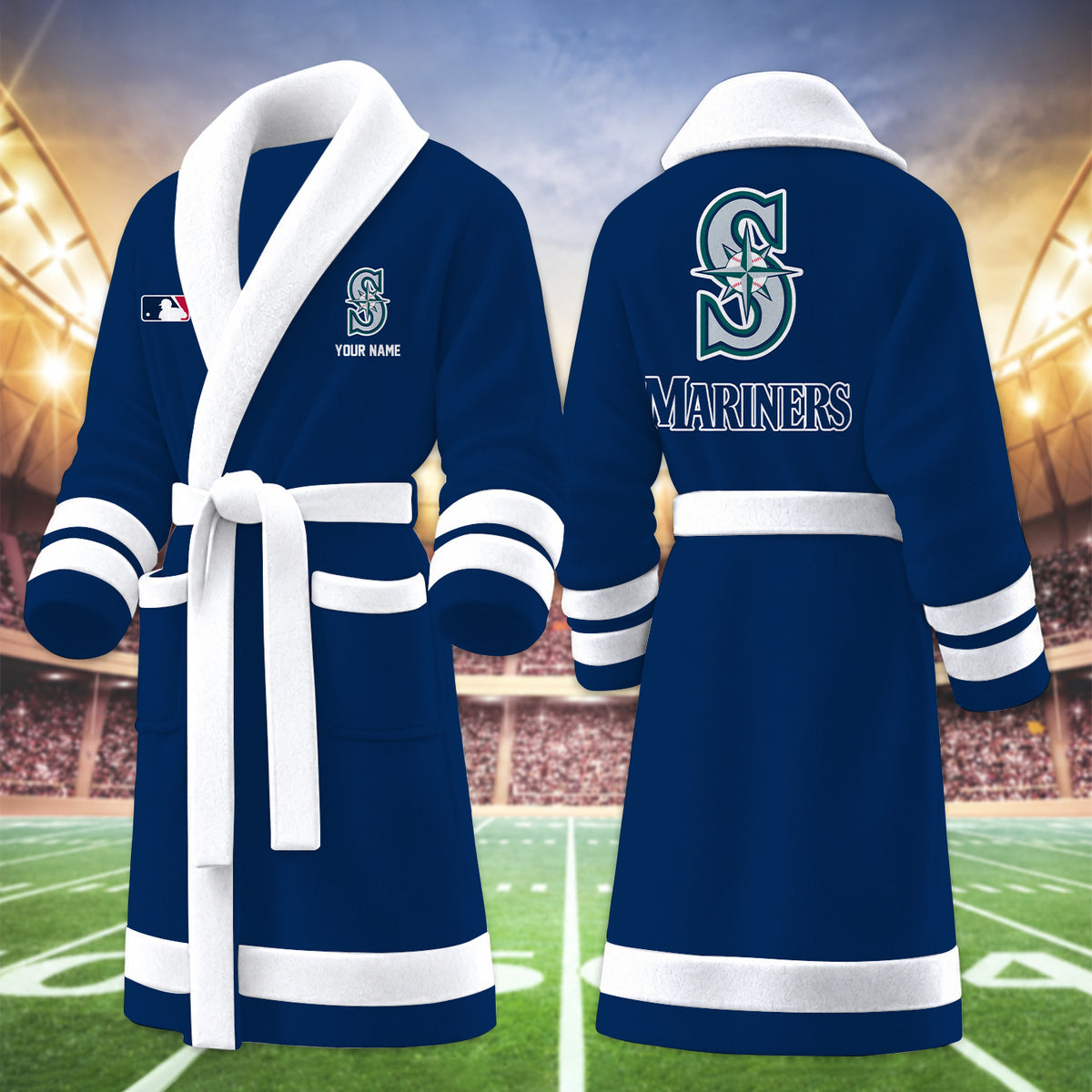 [FLASH SALE] NEW CUSTOMIZED MLB14 SMS SEATTLE MARINERS MULTICOLOR FLEECE BATHROBE