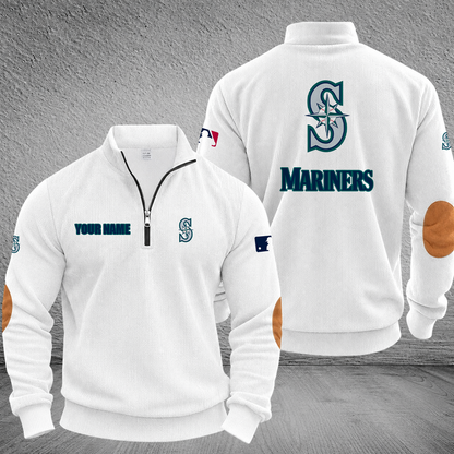 [FLASH SALE] NEW CUSTOMIZED MLB14 SMS SEATTLE MARINERS MULTICOLOR STRIPED QUATER ZIP SWEATSHIRT