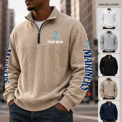[FLASH SALE] NEW CUSTOMIZED MLB14 SMS SEATTLE MARINERS MULTICOLOR QUARTER-ZIP SWEATSHIRT