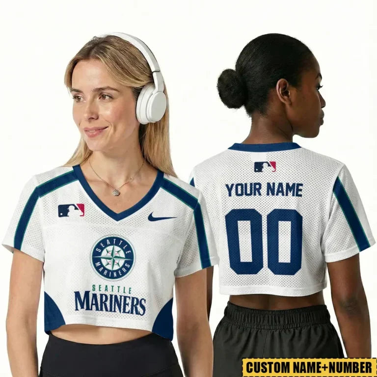 [FLASH SALE] NEW CUSTOMIZED MLB14 SMS SEATTLE MARINERS V-NECK JERSEY CROP TOP