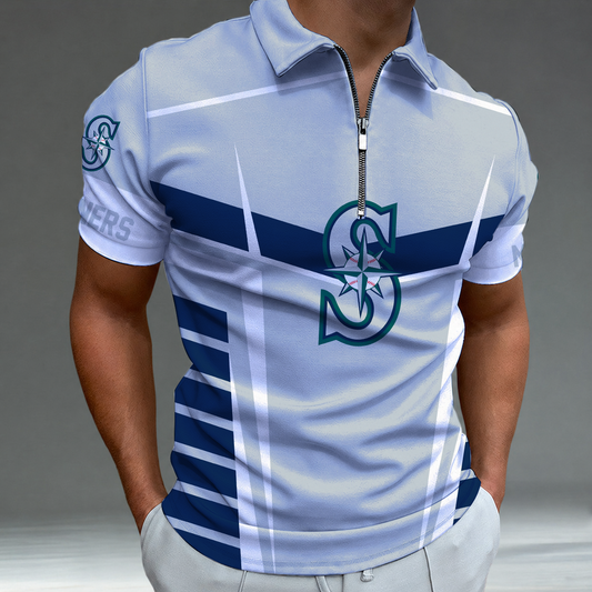 [FLASH SALE] NEW CUSTOMIZED MLB14 SMS SEATTLE MARINERS ZIP POLO SHIRT