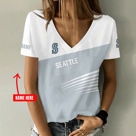 [FLASH SALE] NEW CUSTOMIZED MLB14 SMS SEATTLE MARINERS V-NECK FEMALE SHIRT