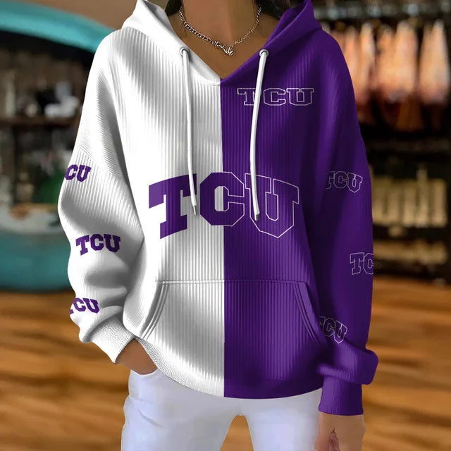 [FAN FAVORITE] NEW CUSTOMIZED NCAA CWS14 THF TCU HORNED FROGS RIBBED HOODIE & SWEATSHIRT