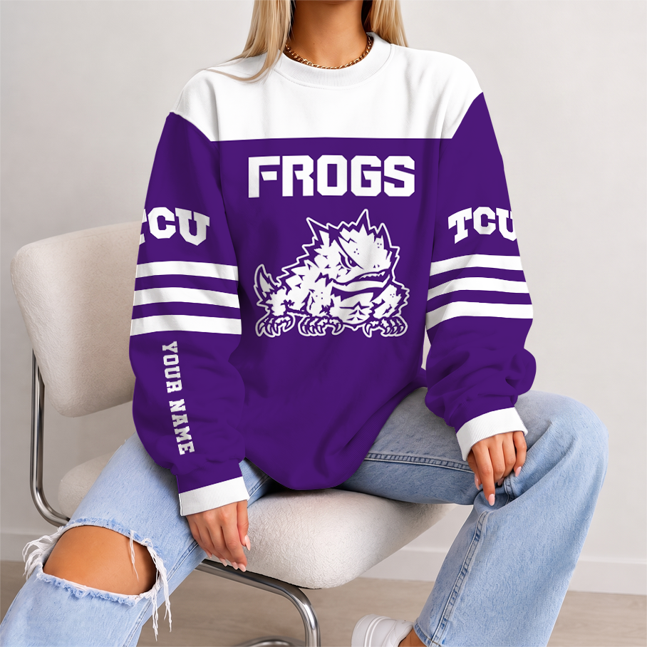 [FAN FAVORITE] NEW CUSTOMIZED NCAA CWS14 THF TCU HORNED FROGS UNISEX SWEATSHIRT