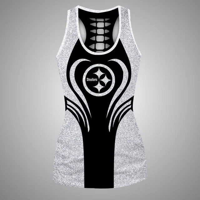 [SPECIAL OFFER] NEW CUSTOMIZED NFL14 PSB PITTSBURGH STEELERS HOLLOW TANK TOP & LEGGINGS SET