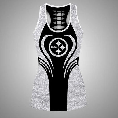 [SPECIAL OFFER] NEW CUSTOMIZED NFL14 PSB PITTSBURGH STEELERS HOLLOW TANK TOP & LEGGINGS SET