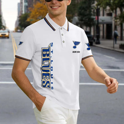 [SUPER SALE] NEW CUSTOMIZED NHL14 SLB ST. LOUIS BLUES POLO SHIRT