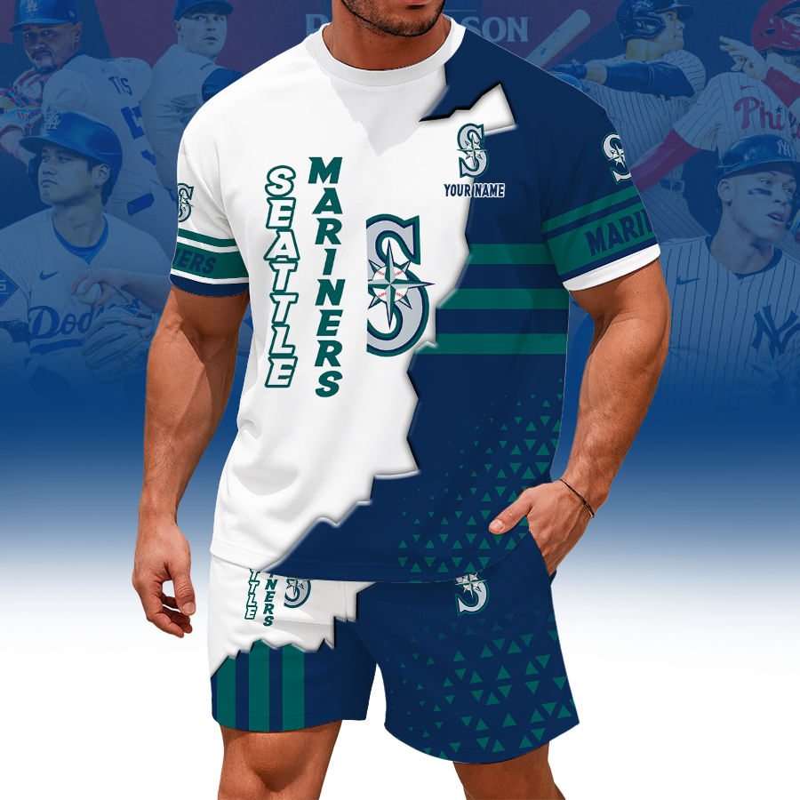 [FLASH SALE] NEW CUSTOMIZED MLB14 SMS SEATTLE MARINERS UNISEX T-SHIRT & SHORTS SET