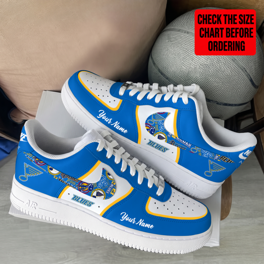 [SUPER SALE] NEW CUSTOMIZED NHL14 SLB ST. LOUIS BLUES AF1 SHOES