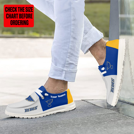 [SUPER SALE] NEW CUSTOMIZED NHL14 SLB ST. LOUIS BLUES PREMIUM LOAFER SHOES