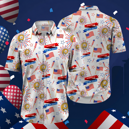 [SPECIAL OFFER] NEW CUSTOMIZED NFL14 PSB PITTSBURGH STEELERS PATRIOTIC 250 USA HAWAIIAN SHIRT