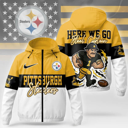 [SPECIAL OFFER] NEW CUSTOMIZED NFL14 PSB PITTSBURGH STEELERS WINDBREAKER JACKET