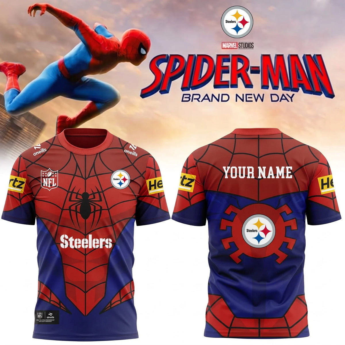 [SPECIAL OFFER] NEW CUSTOMIZED NFL14 PSB PITTSBURGH STEELERS x SPIDER T-SHIRT, HOODIE & ZIP HOODIE