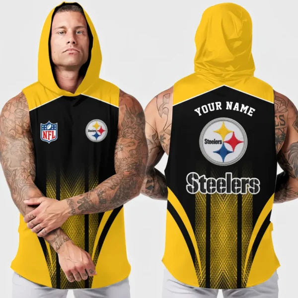 [SPECIAL OFFER] NEW CUSTOMIZED NFL14 PSB PITTSBURGH STEELERS HOODED TANK TOP