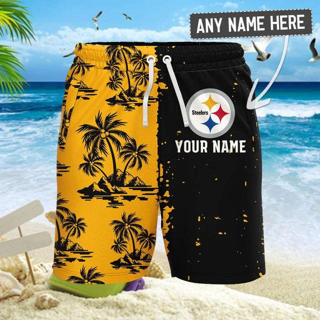 [SPECIAL OFFER] NEW CUSTOMIZED NFL14 PSB PITTSBURGH STEELERS UNISEX HAWAIIAN SHIRT & SHORTS SET