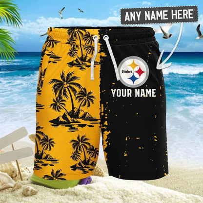 [SPECIAL OFFER] NEW CUSTOMIZED NFL14 PSB PITTSBURGH STEELERS UNISEX HAWAIIAN SHIRT & SHORTS SET