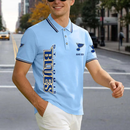[SUPER SALE] NEW CUSTOMIZED NHL14 SLB ST. LOUIS BLUES POLO SHIRT