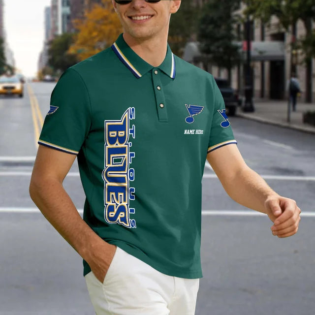 [SUPER SALE] NEW CUSTOMIZED NHL14 SLB ST. LOUIS BLUES POLO SHIRT