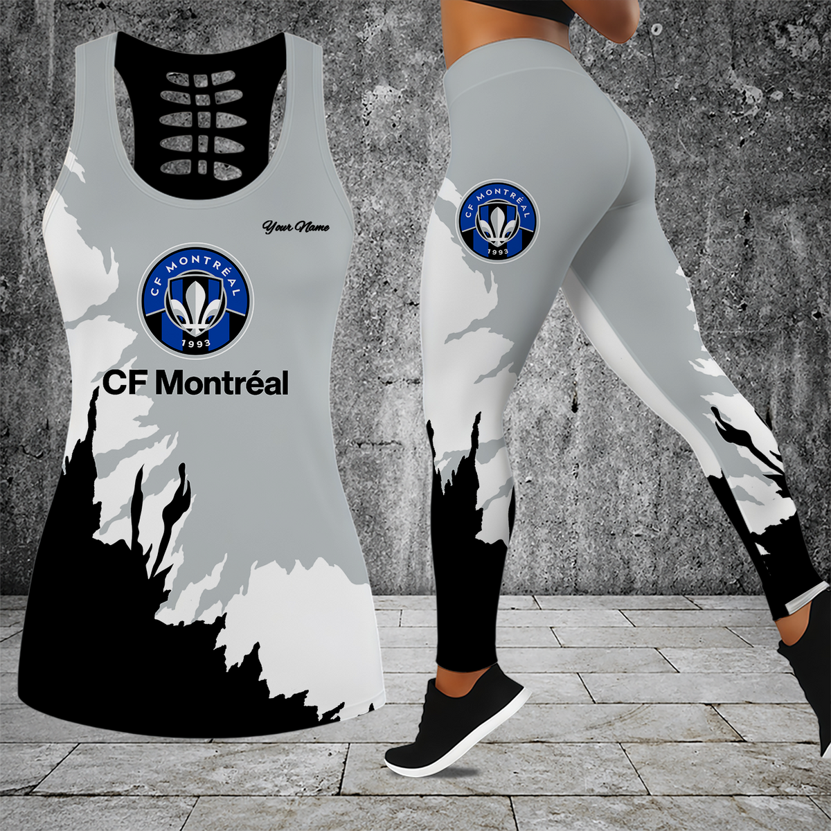 [FAN EXCLUSIVE] NEW CUSTOMIZED MLS15 CFM CF MONTRÉAL HOLLOW TANK TOP & LEGGINGS SET