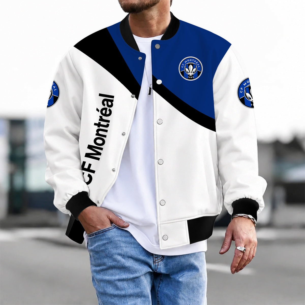 [FAN EXCLUSIVE] NEW CUSTOMIZED MLS15 CFM CF MONTRÉAL BASEBALL JACKET & SATIN VARSITY JACKET