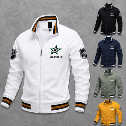 [SUPER SALE] NEW CUSTOMIZED NHL15 DLS DALLAS STARS MULTICOLOR MEN'S CASUAL JACKET
