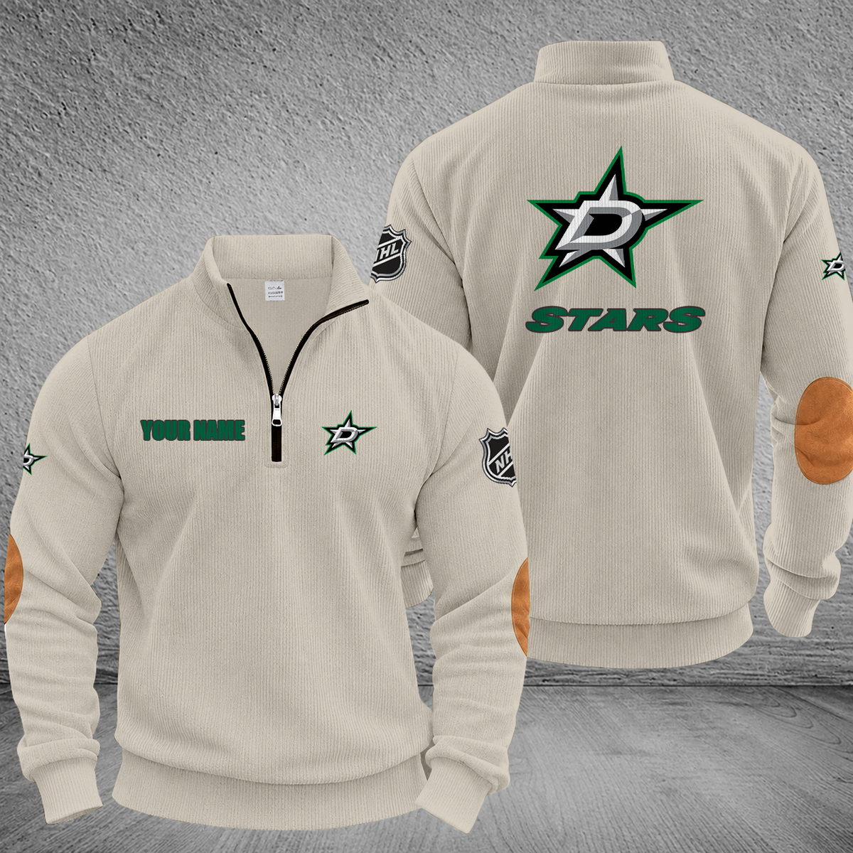 [SUPER SALE] NEW CUSTOMIZED NHL15 DLS DALLAS STARS MULTICOLOR STRIPED QUATER ZIP SWEATSHIRT