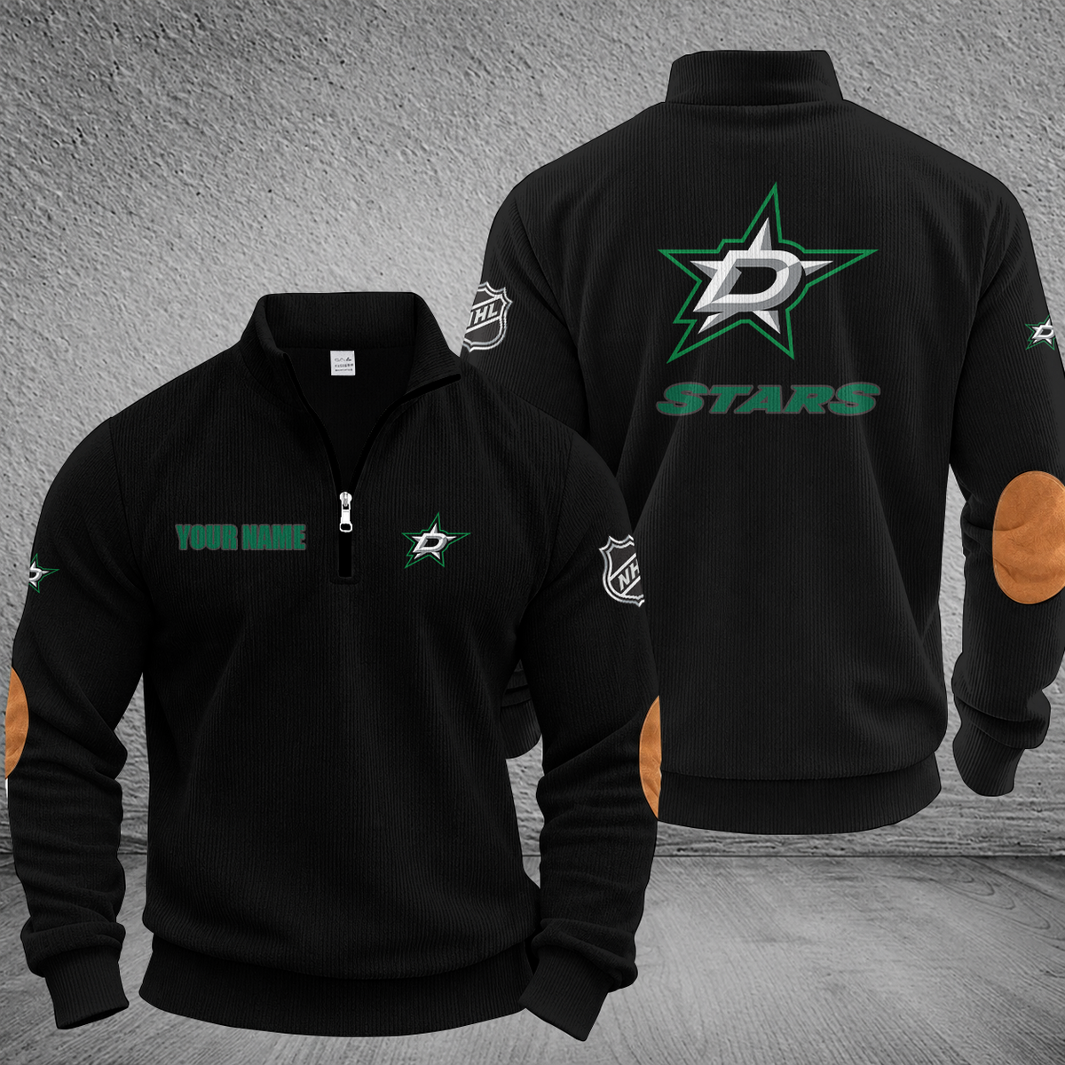 [SUPER SALE] NEW CUSTOMIZED NHL15 DLS DALLAS STARS MULTICOLOR STRIPED QUATER ZIP SWEATSHIRT