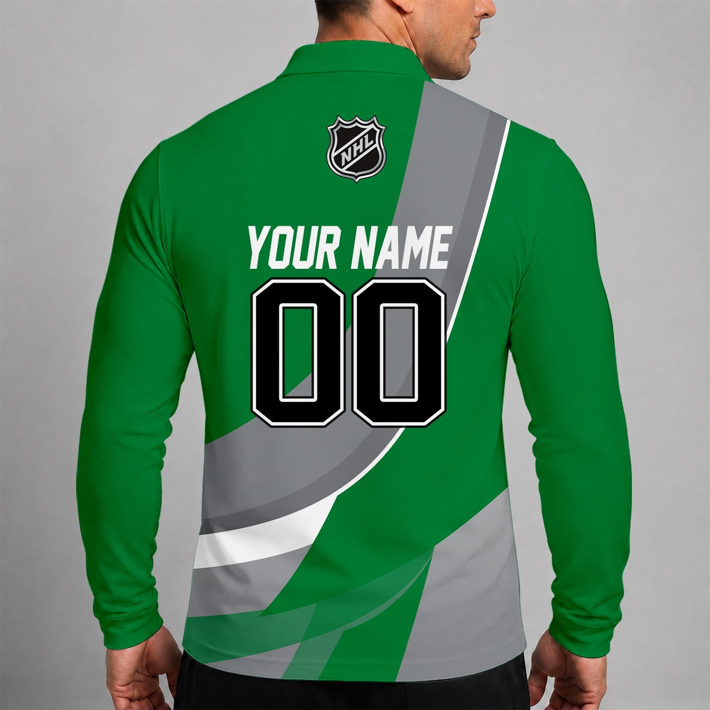 [SUPER SALE] NEW CUSTOMIZED NHL15 DLS DALLAS STARS MEN LONG SLEEVE POLO