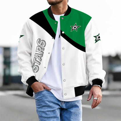 [SUPER SALE] NEW CUSTOMIZED NHL15 DLS DALLAS STARS SATIN VARSITY JACKET & BASEBALL JACKET