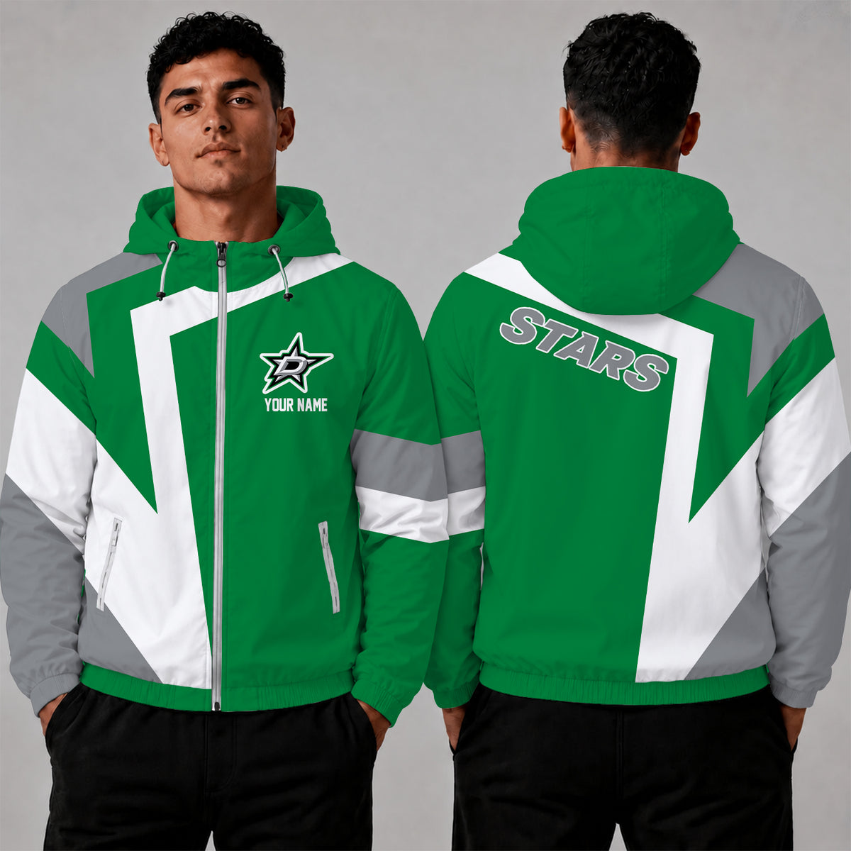[SUPER SALE] NEW CUSTOMIZED NHL15 DLS DALLAS STARS WINDBREAKER JACKET